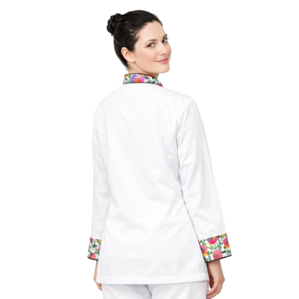 Bluza kucharska damska biała rekaw długi lamówka wzór W5 (1222) roz. M